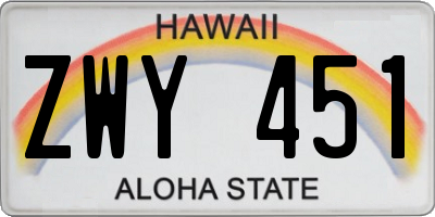 HI license plate ZWY451