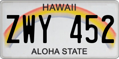 HI license plate ZWY452