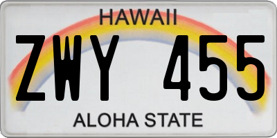 HI license plate ZWY455