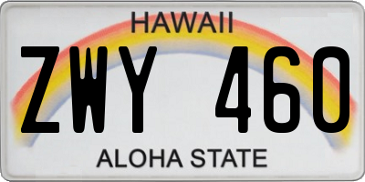 HI license plate ZWY460