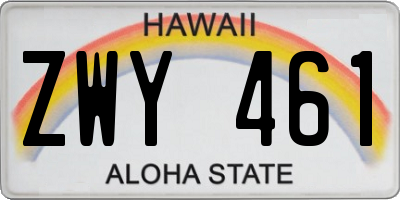 HI license plate ZWY461