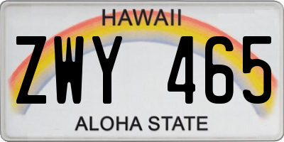 HI license plate ZWY465