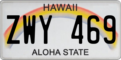 HI license plate ZWY469