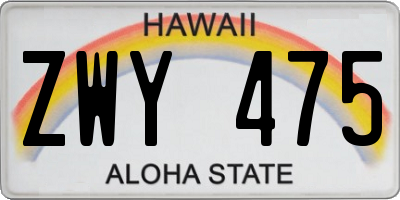 HI license plate ZWY475