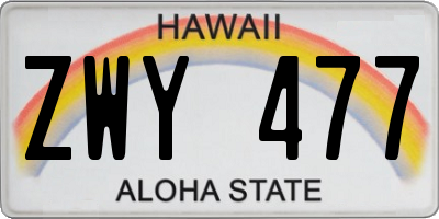 HI license plate ZWY477