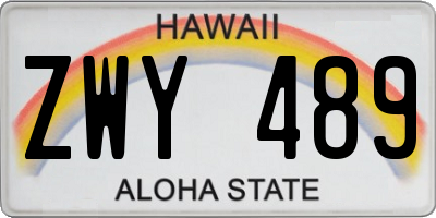 HI license plate ZWY489