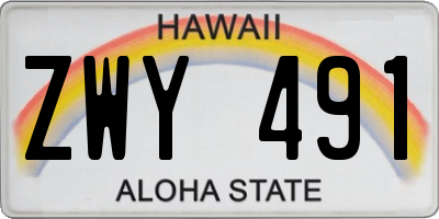 HI license plate ZWY491