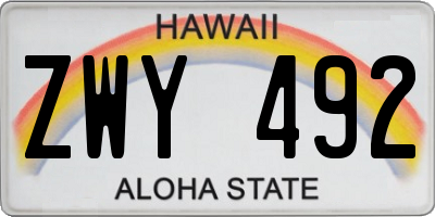 HI license plate ZWY492