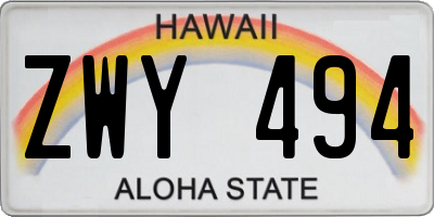 HI license plate ZWY494