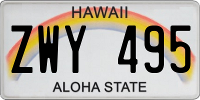 HI license plate ZWY495