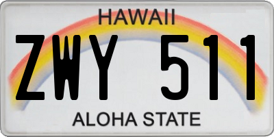 HI license plate ZWY511