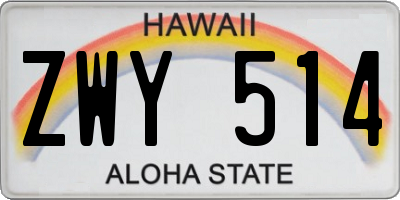 HI license plate ZWY514