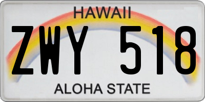 HI license plate ZWY518