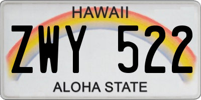 HI license plate ZWY522