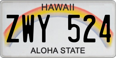 HI license plate ZWY524