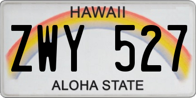 HI license plate ZWY527