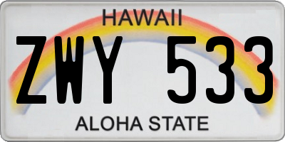 HI license plate ZWY533