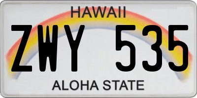 HI license plate ZWY535