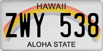 HI license plate ZWY538