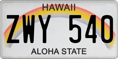 HI license plate ZWY540