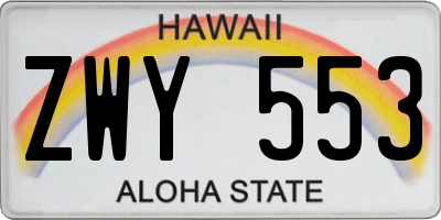 HI license plate ZWY553