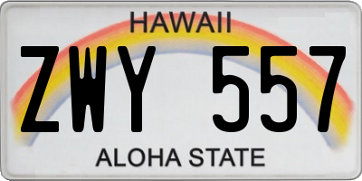 HI license plate ZWY557