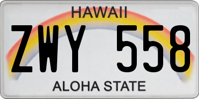 HI license plate ZWY558