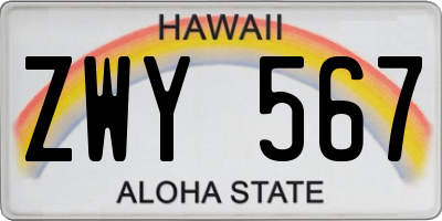 HI license plate ZWY567