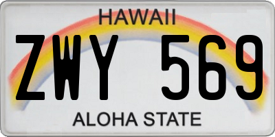 HI license plate ZWY569