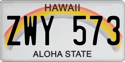 HI license plate ZWY573