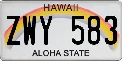 HI license plate ZWY583
