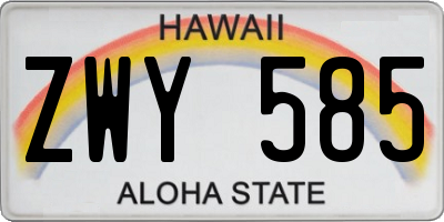 HI license plate ZWY585