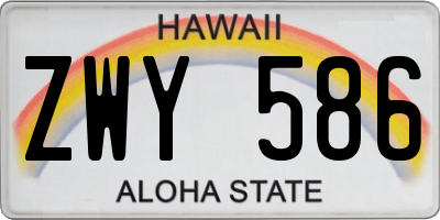 HI license plate ZWY586