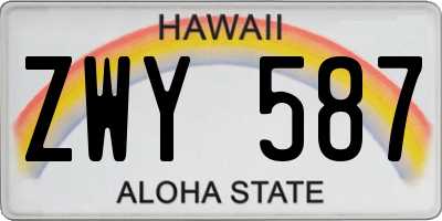 HI license plate ZWY587