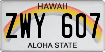 HI license plate ZWY607