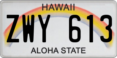 HI license plate ZWY613
