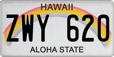 HI license plate ZWY620