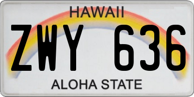 HI license plate ZWY636