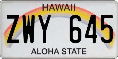 HI license plate ZWY645