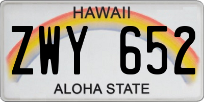HI license plate ZWY652