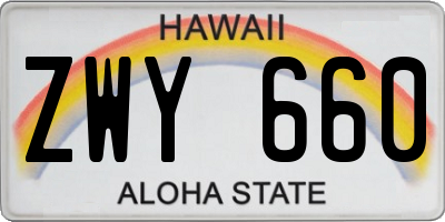 HI license plate ZWY660