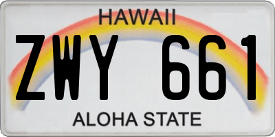 HI license plate ZWY661