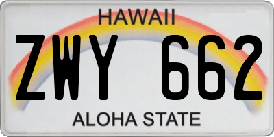 HI license plate ZWY662