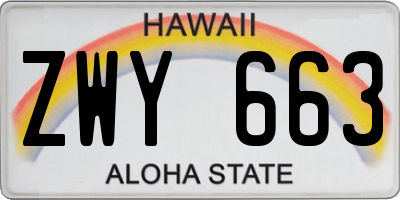 HI license plate ZWY663