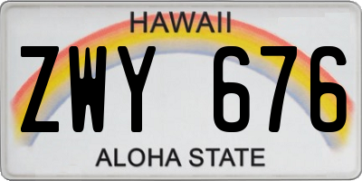HI license plate ZWY676