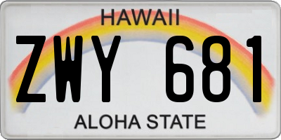 HI license plate ZWY681