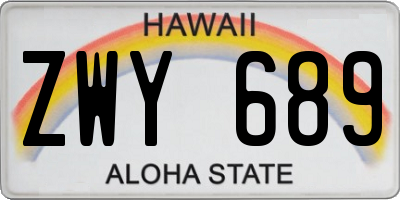 HI license plate ZWY689