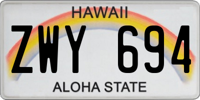 HI license plate ZWY694