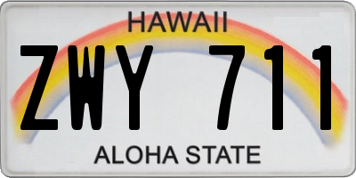 HI license plate ZWY711