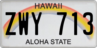 HI license plate ZWY713